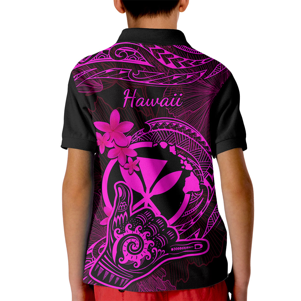 Hawaii Kid Polo Shirt Shaka Tattoo Mix Polynesian Plumeria Pink Version LT14 - Polynesian Pride