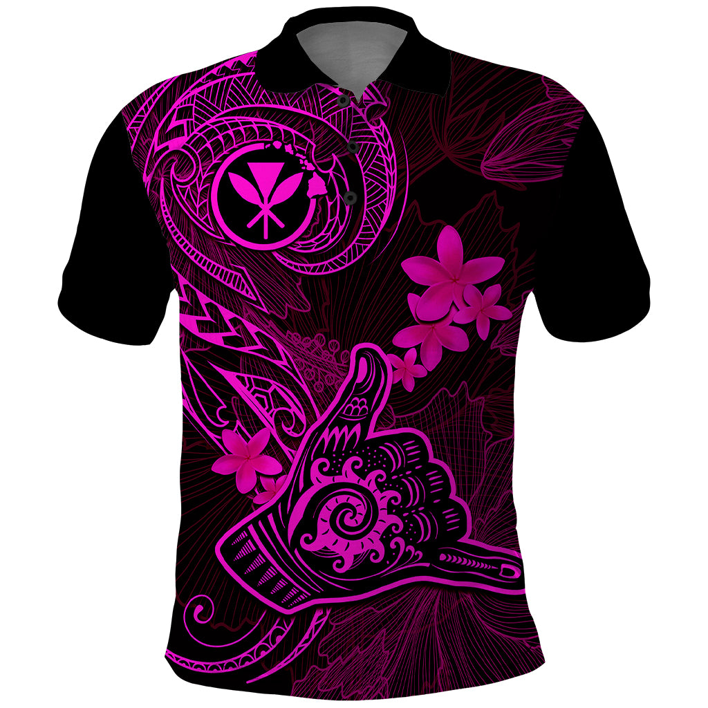 Hawaii Polo Shirt Shaka Tattoo Mix Polynesian Plumeria Pink Version LT14 Pink - Polynesian Pride