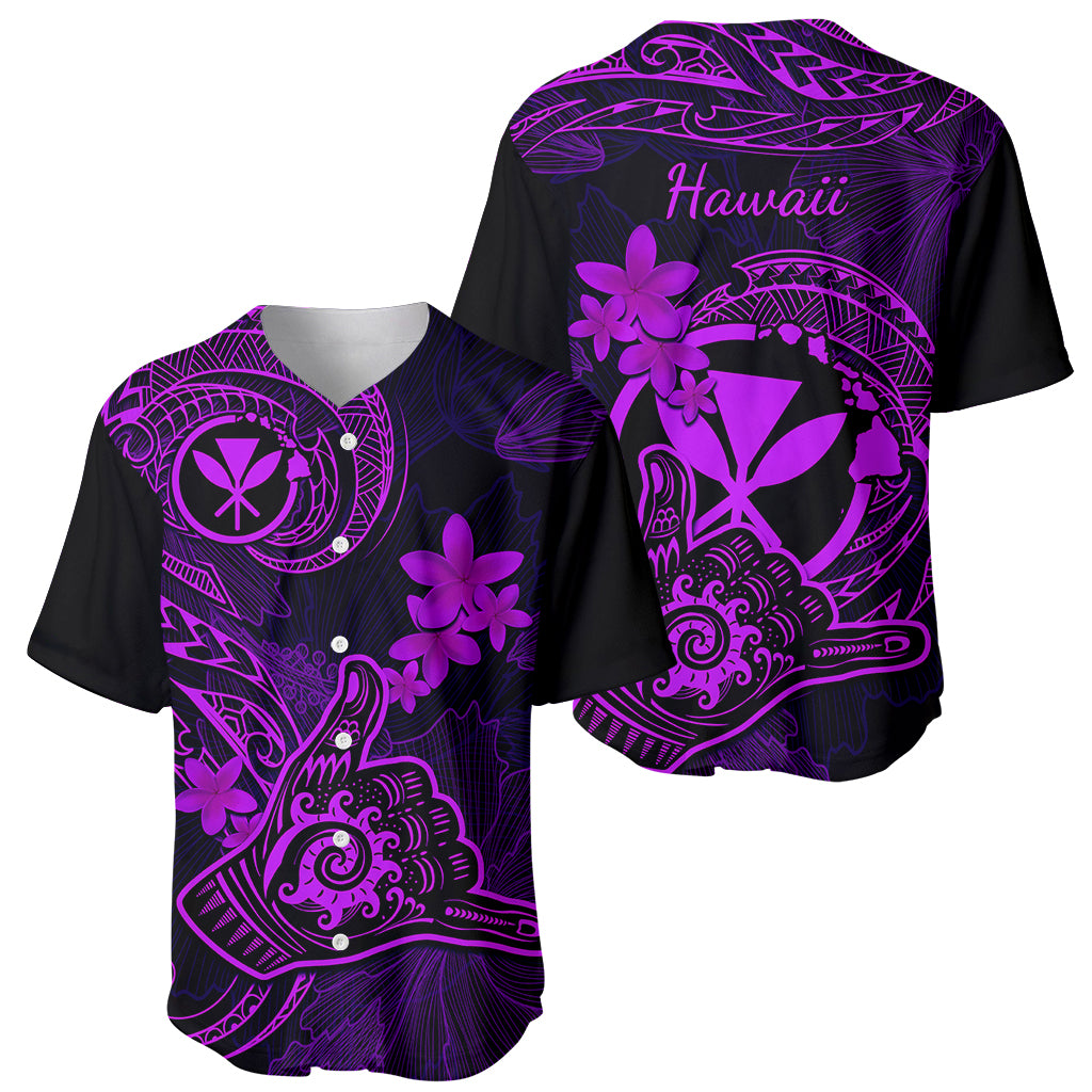 Hawaii Baseball Jersey Shaka Tattoo Mix Polynesian Plumeria Purple Version LT14 - Polynesian Pride
