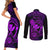 hawaii-couples-matching-short-sleeve-bodycon-dress-and-long-sleeve-button-shirts-shaka-tattoo-mix-polynesian-plumeria-purple-version