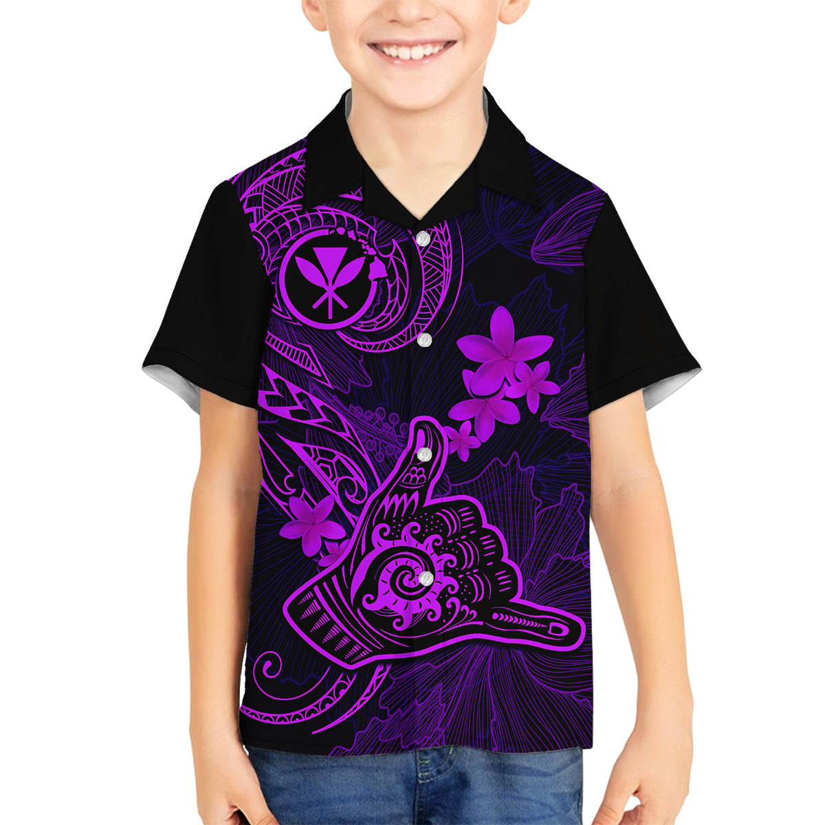 hawaii-kid-hawaiian-shirt-shaka-tattoo-mix-polynesian-plumeria-purple-version