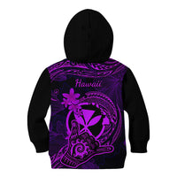 Hawaii Kid Hoodie Shaka Tattoo Mix Polynesian Plumeria Purple Version LT14 - Polynesian Pride
