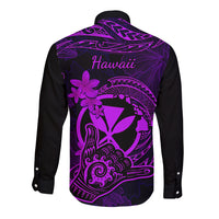 hawaii-long-sleeve-button-shirt-shaka-tattoo-mix-polynesian-plumeria-purple-version