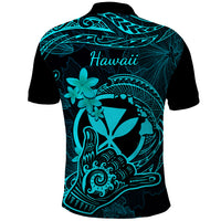 Hawaii Polo Shirt Shaka Tattoo Mix Polynesian Plumeria Turquoise Version LT14 - Polynesian Pride