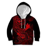Hawaii Kid Hoodie Shaka Tattoo Mix Polynesian Plumeria Red Version LT14 Red - Polynesian Pride