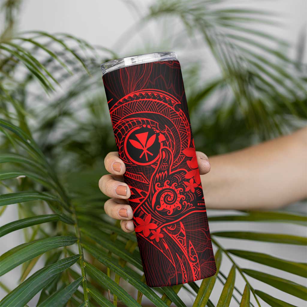 Hawaii Skinny Tumbler Shaka Tattoo Mix Polynesian Plumeria Red Version