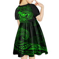 hawaii-kid-short-sleeve-dress-shaka-tattoo-mix-polynesian-plumeria-green-version