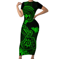 hawaii-short-sleeve-bodycon-dress-shaka-tattoo-mix-polynesian-plumeria-green-version