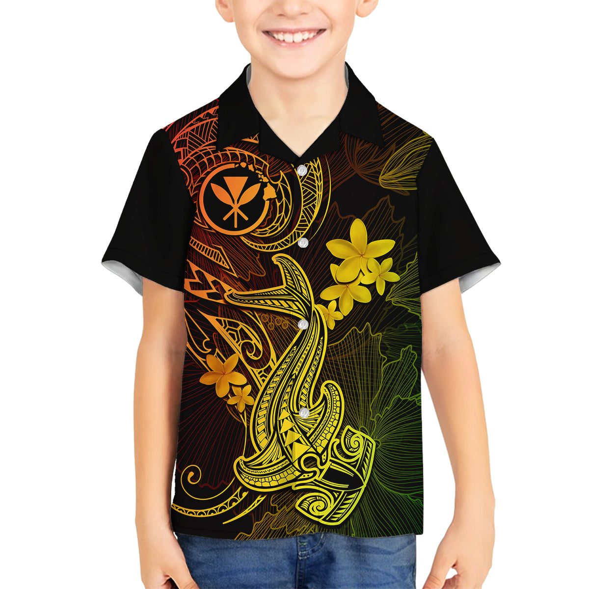 hawaii-kid-hawaiian-shirt-hammerhead-shark-tattoo-mix-polynesian-plumeria-reggae-version