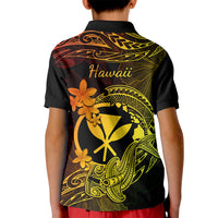 Hawaii Kid Polo Shirt Hammerhead Shark Tattoo Mix Polynesian Plumeria Reggae Version LT14 - Polynesian Pride