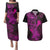 hawaii-couples-matching-puletasi-dress-and-hawaiian-shirt-hammerhead-shark-tattoo-mix-polynesian-plumeria-pink-version