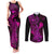 hawaii-couples-matching-tank-maxi-dress-and-long-sleeve-button-shirts-hammerhead-shark-tattoo-mix-polynesian-plumeria-pink-version
