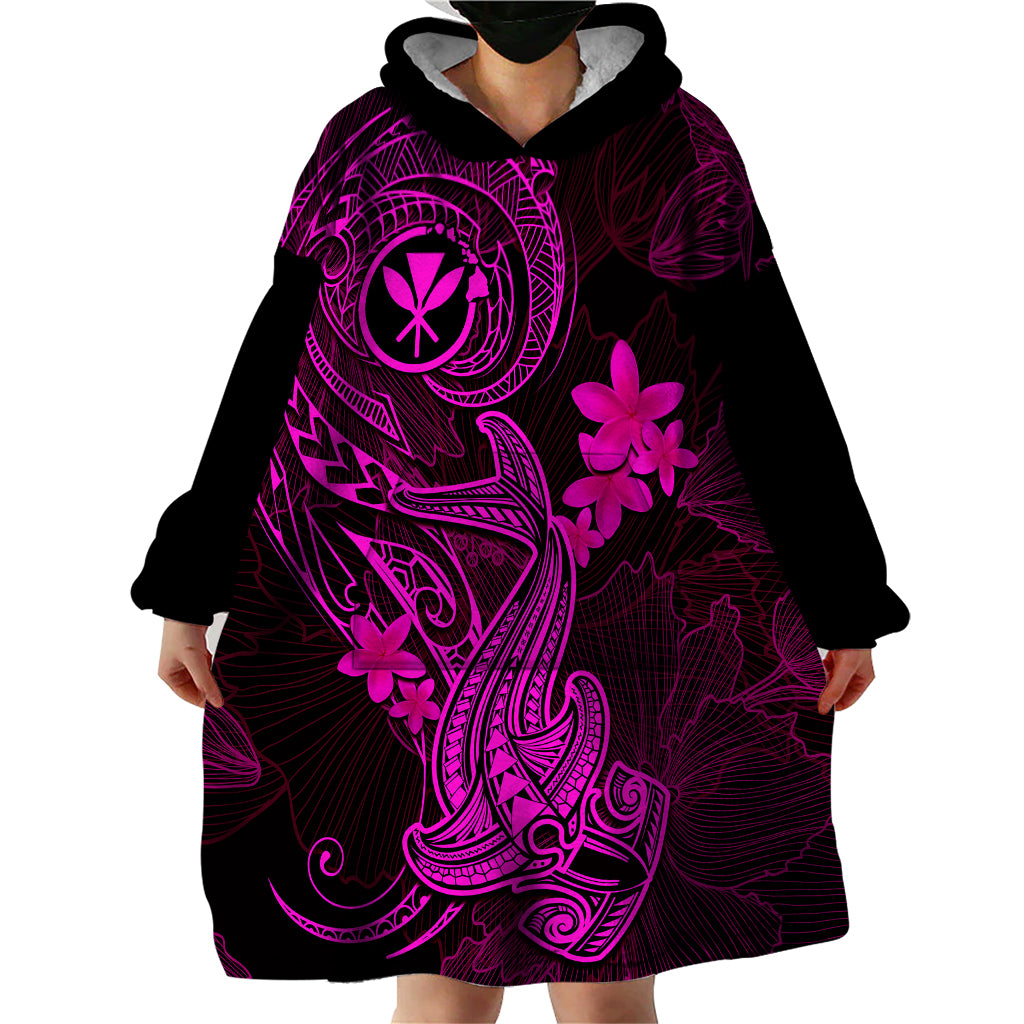 hawaii-wearable-blanket-hoodie-hammerhead-shark-tattoo-mix-polynesian-plumeria-pink-version
