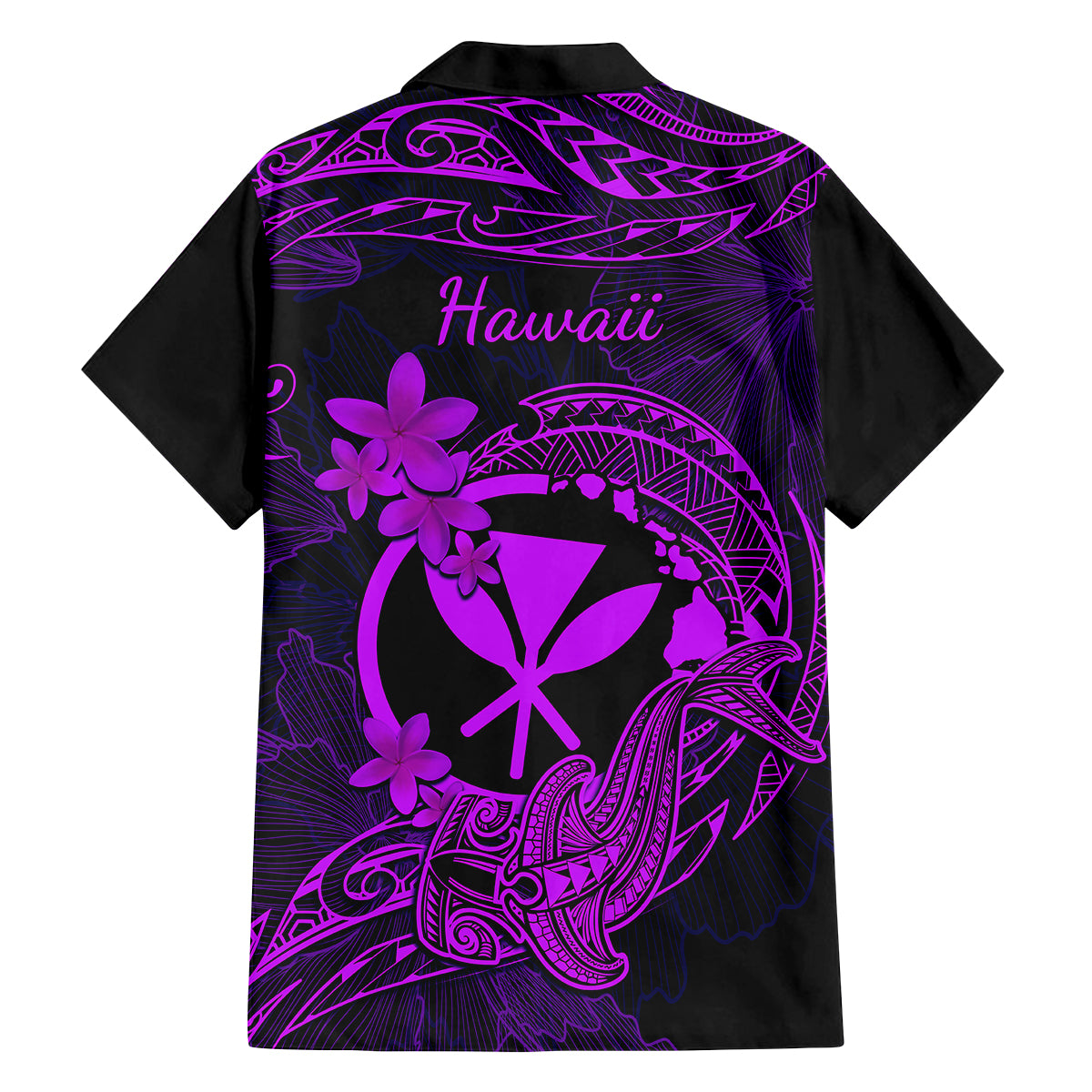 hawaii-family-matching-off-shoulder-maxi-dress-and-hawaiian-shirt-hammerhead-shark-tattoo-mix-polynesian-plumeria-purple-version