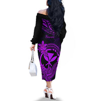 hawaii-off-the-shoulder-long-sleeve-dress-hammerhead-shark-tattoo-mix-polynesian-plumeria-purple-version
