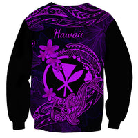 Hawaii Sweatshirt Hammerhead Shark Tattoo Mix Polynesian Plumeria Purple Version LT14 - Polynesian Pride