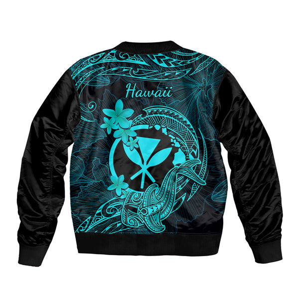 Hawaii Sleeve Zip Bomber Jacket Polynesian Shark Tattoo With Plumeria Red Gradient LT14 main image 0