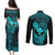 hawaii-couples-matching-puletasi-dress-and-long-sleeve-button-shirts-hammerhead-shark-tattoo-mix-polynesian-plumeria-turquoise-version