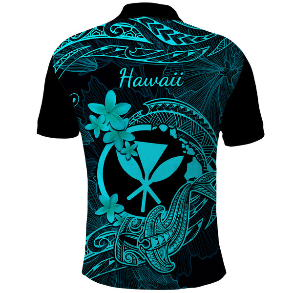 Custom Kauai Hawaii Polo Shirt Polynesian Tattoo and Pacific Plumeria Green Vibe LT9 main image 1