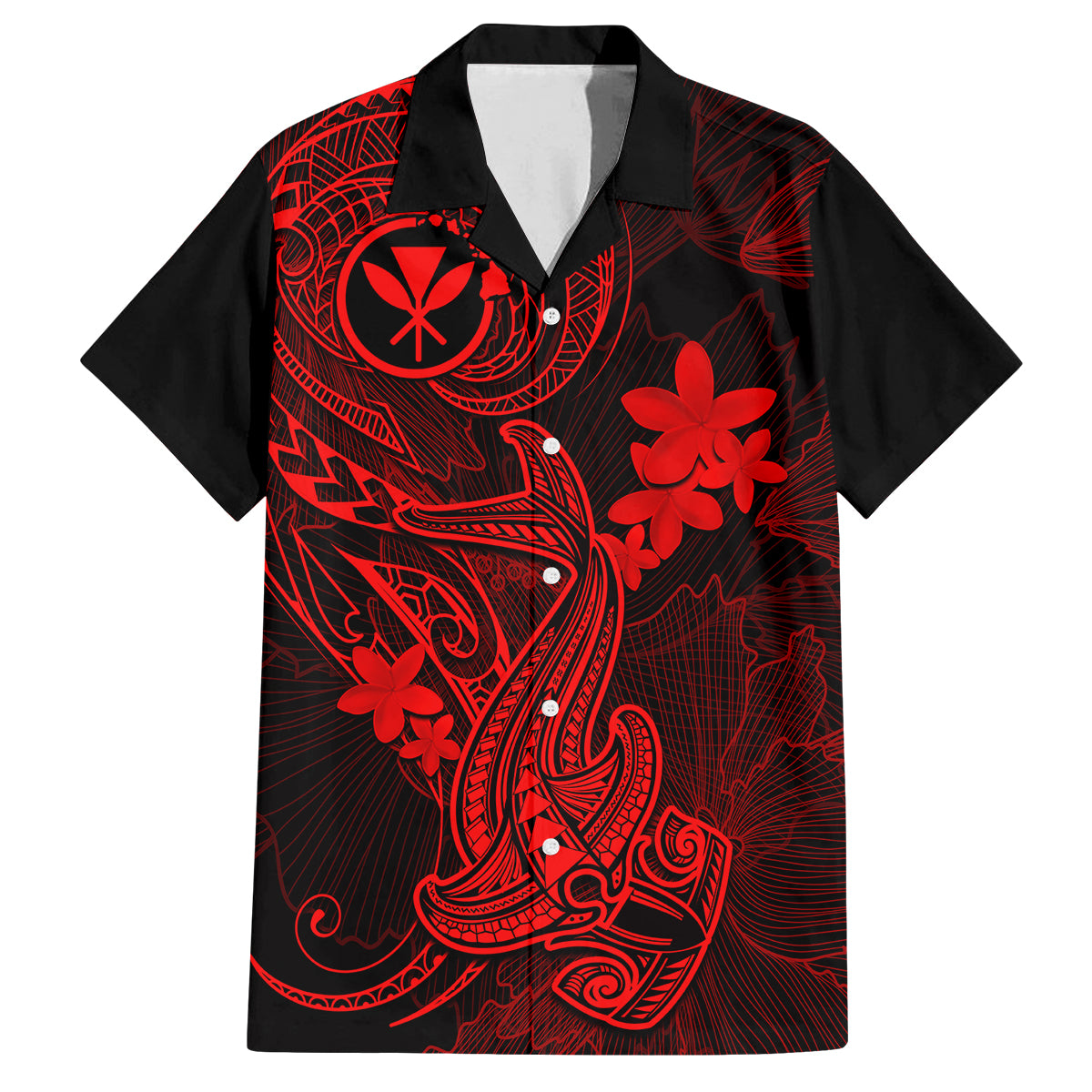 hawaii-kid-hawaiian-shirt-hammerhead-shark-tattoo-mix-polynesian-plumeria-red-version