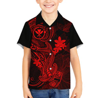 hawaii-kid-hawaiian-shirt-hammerhead-shark-tattoo-mix-polynesian-plumeria-red-version