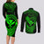 hawaii-couples-matching-long-sleeve-bodycon-dress-and-long-sleeve-button-shirts-hammerhead-shark-tattoo-mix-polynesian-plumeria-green-version