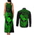 hawaii-couples-matching-tank-maxi-dress-and-long-sleeve-button-shirts-hammerhead-shark-tattoo-mix-polynesian-plumeria-green-version
