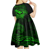 hawaii-kid-short-sleeve-dress-hammerhead-shark-tattoo-mix-polynesian-plumeria-green-version