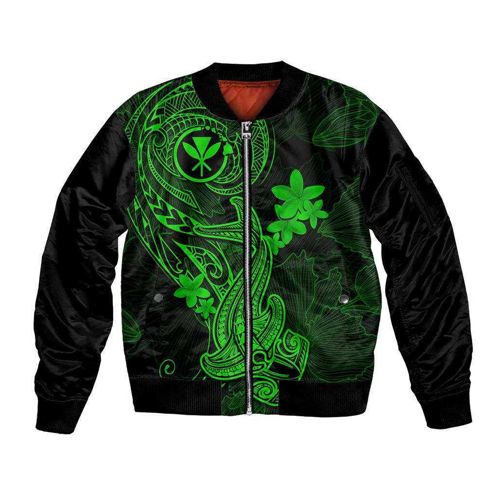 hawaii-sleeve-zip-bomber-jacket-hammerhead-shark-tattoo-mix-polynesian-plumeria-green-version
