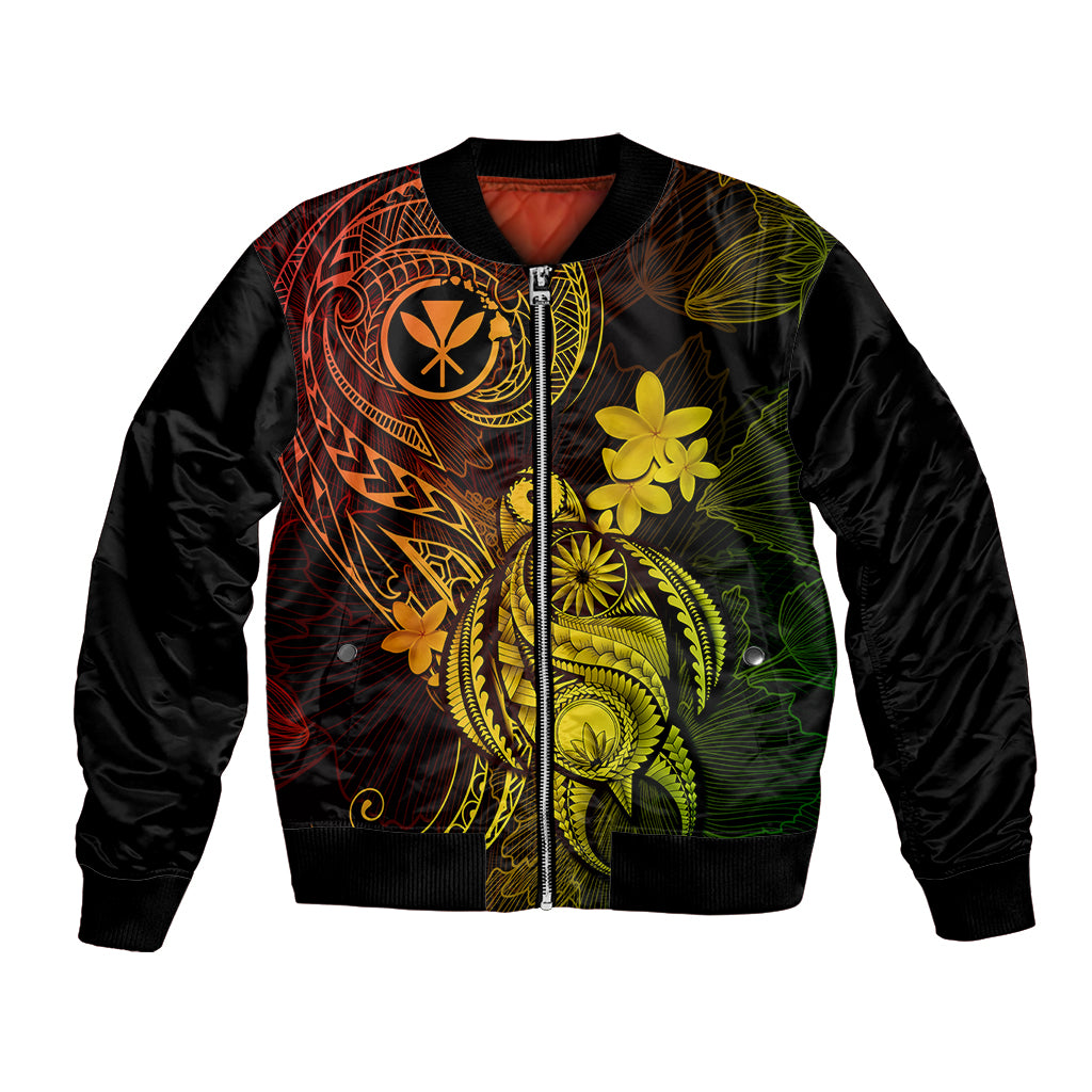 Hawaii Bomber Jacket Turtle Mix Polynesian Plumeria Reggae Version LT14 Unisex Reggae - Polynesian Pride