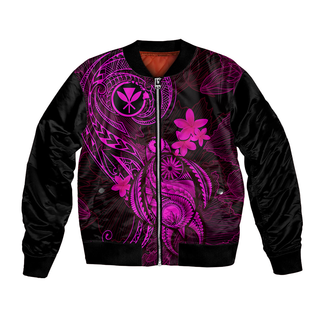 Hawaii Bomber Jacket Turtle Mix Polynesian Plumeria Pink Version LT14 Unisex Pink - Polynesian Pride