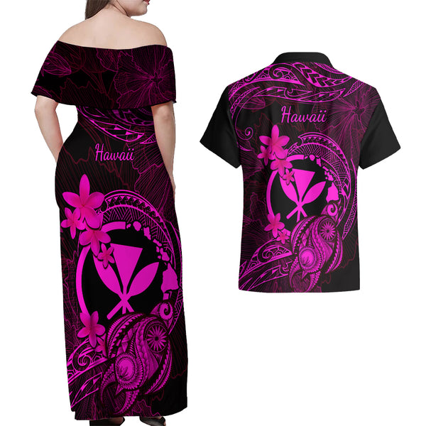 Tahiti Combo Off Shoulder Long Dress And Shirt Floral With Seal Pink main image 1