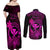 hawaii-couples-matching-off-shoulder-maxi-dress-and-long-sleeve-button-shirts-turtle-mix-polynesian-plumeria-pink-version