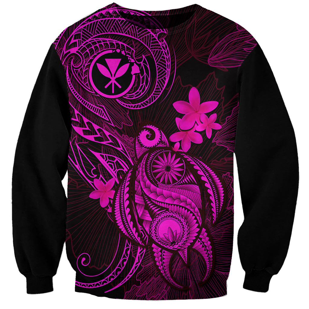 hawaii-sweatshirt-turtle-mix-polynesian-plumeria-pink-version