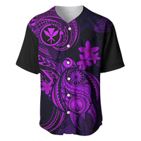 Hawaii Baseball Jersey Turtle Mix Polynesian Plumeria Purple Version LT14 Purple - Polynesian Pride
