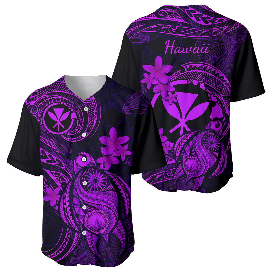 Hawaii Baseball Jersey Turtle Mix Polynesian Plumeria Purple Version LT14 - Polynesian Pride