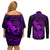 hawaii-couples-matching-off-shoulder-short-dress-and-long-sleeve-button-shirts-turtle-mix-polynesian-plumeria-purple-version