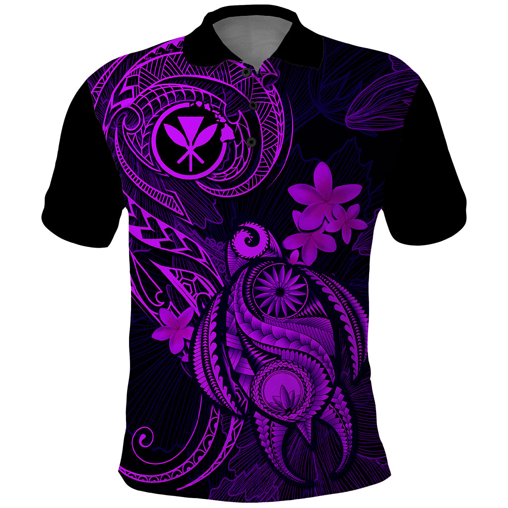 Hawaii Polo Shirt Turtle Mix Polynesian Plumeria Purple Version LT14 Purple - Polynesian Pride
