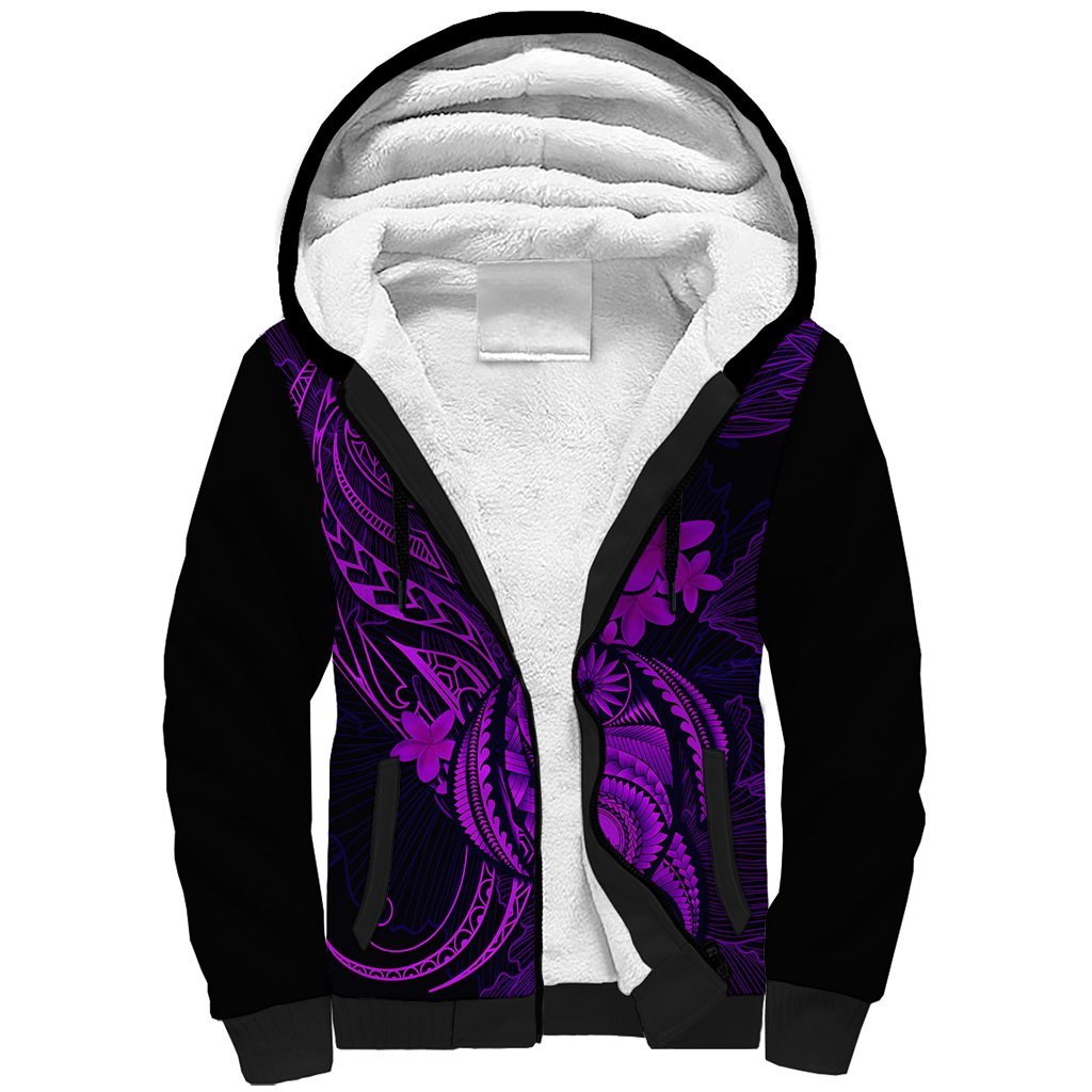 Hawaii Sherpa Hoodie Turtle Mix Polynesian Plumeria Purple Version LT14 Unisex Purple - Polynesian Pride