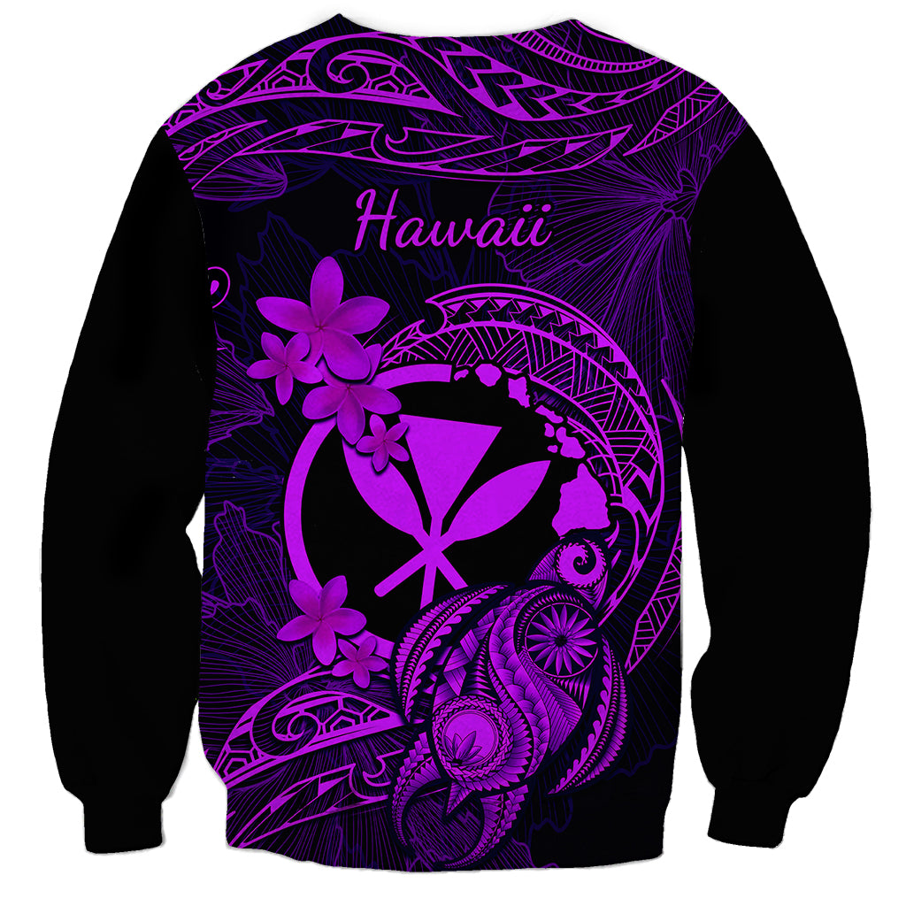 Hawaii Sweatshirt Turtle Mix Polynesian Plumeria Purple Version LT14 - Polynesian Pride