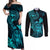 hawaii-couples-matching-off-shoulder-maxi-dress-and-long-sleeve-button-shirts-turtle-mix-polynesian-plumeria-turquoise-version