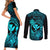 hawaii-couples-matching-short-sleeve-bodycon-dress-and-long-sleeve-button-shirts-turtle-mix-polynesian-plumeria-turquoise-version