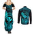 hawaii-couples-matching-summer-maxi-dress-and-long-sleeve-button-shirts-turtle-mix-polynesian-plumeria-turquoise-version