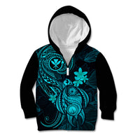 Hawaii Kid Hoodie Turtle Mix Polynesian Plumeria Turquoise Version LT14 - Polynesian Pride