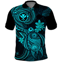Hawaii Polo Shirt Turtle Mix Polynesian Plumeria Turquoise Version LT14 Turquoise - Polynesian Pride