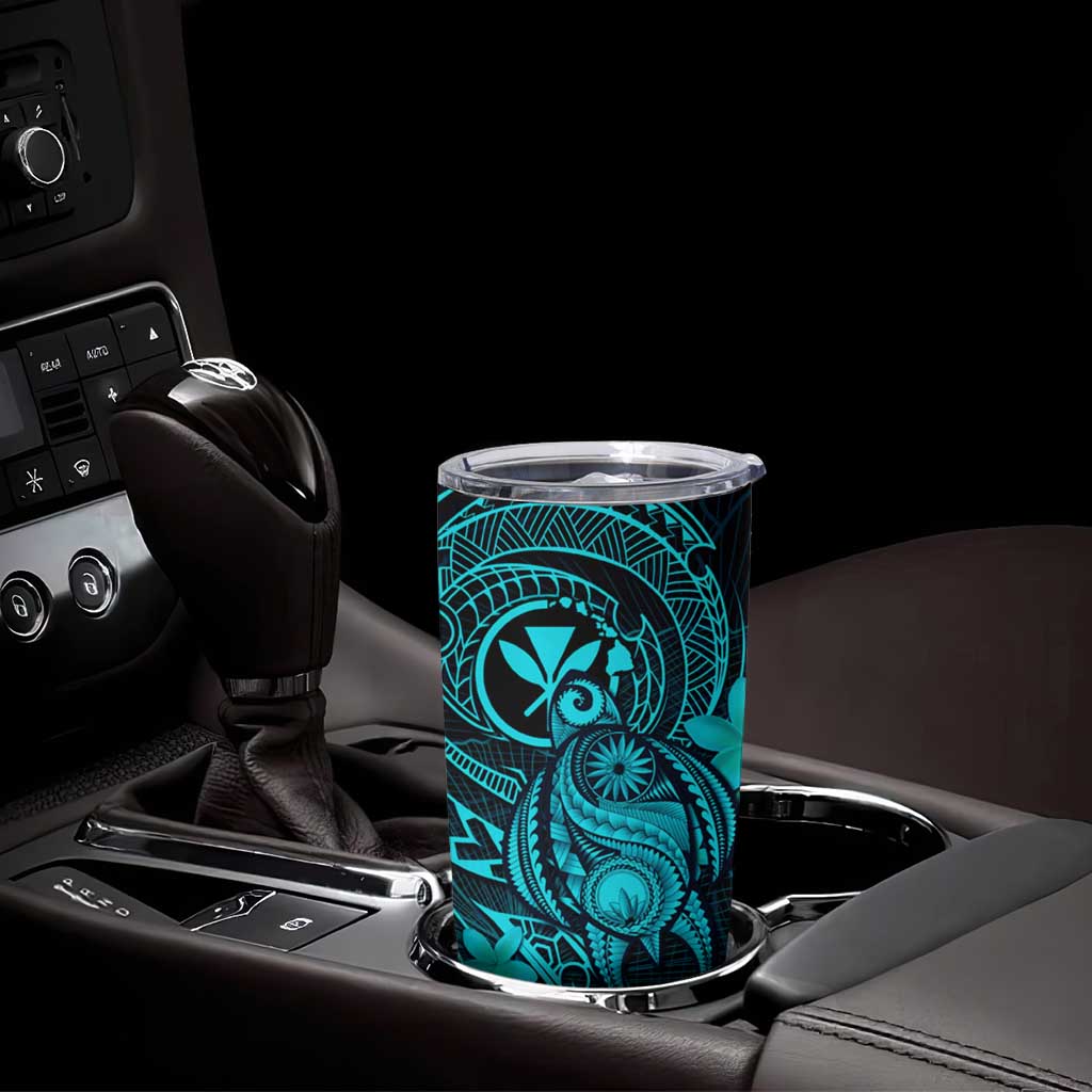 Hawaii Tumbler Cup Turtle Mix Polynesian Plumeria Turquoise Version