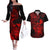 hawaii-couples-matching-off-the-shoulder-long-sleeve-dress-and-hawaiian-shirt-turtle-mix-polynesian-plumeria-red-version