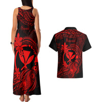 Hawaii Couples Matching Tank Maxi Dress and Hawaiian Shirt Turtle Mix Polynesian Plumeria Red Version LT14 - Polynesian Pride