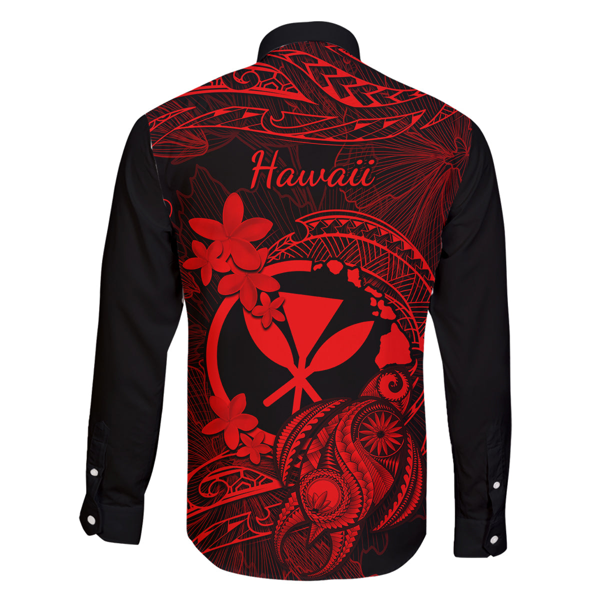 hawaii-family-matching-off-shoulder-maxi-dress-and-hawaiian-shirt-turtle-mix-polynesian-plumeria-red-version