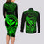 hawaii-couples-matching-long-sleeve-bodycon-dress-and-long-sleeve-button-shirts-turtle-mix-polynesian-plumeria-green-version